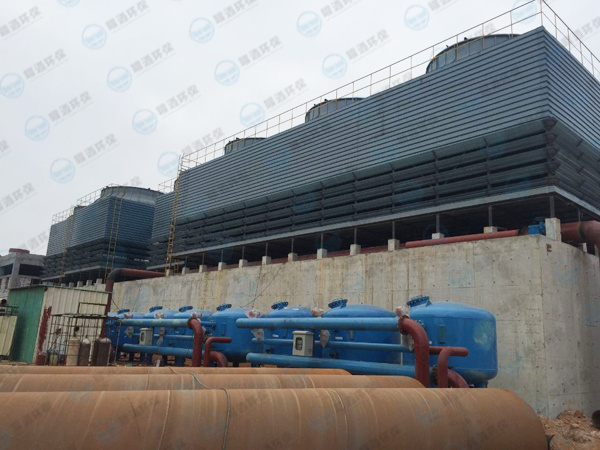 FRP cooling tower and filtration system